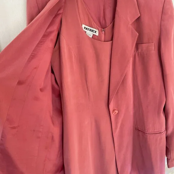 PATRICK Dusty Pink Silk Blazer + Dress Set – Women's Size 6 - Picture 5 of 14